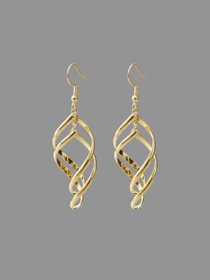Double Leaves Drop Earrings - Image 3