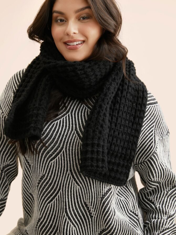 Solid Textured Soft Scarf - Image 3