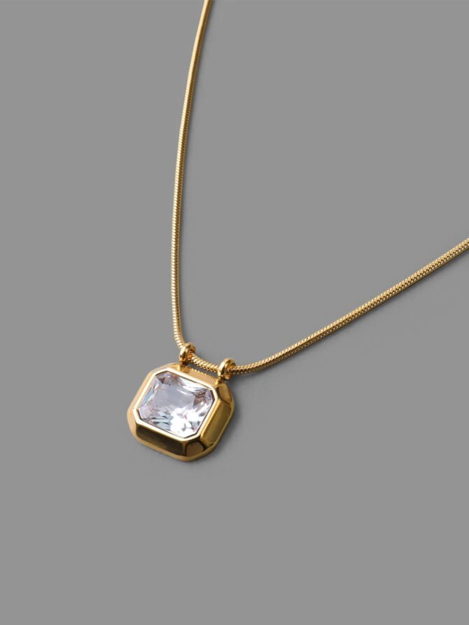 Square Shaped Cubic Zirconia Necklace - Image 5