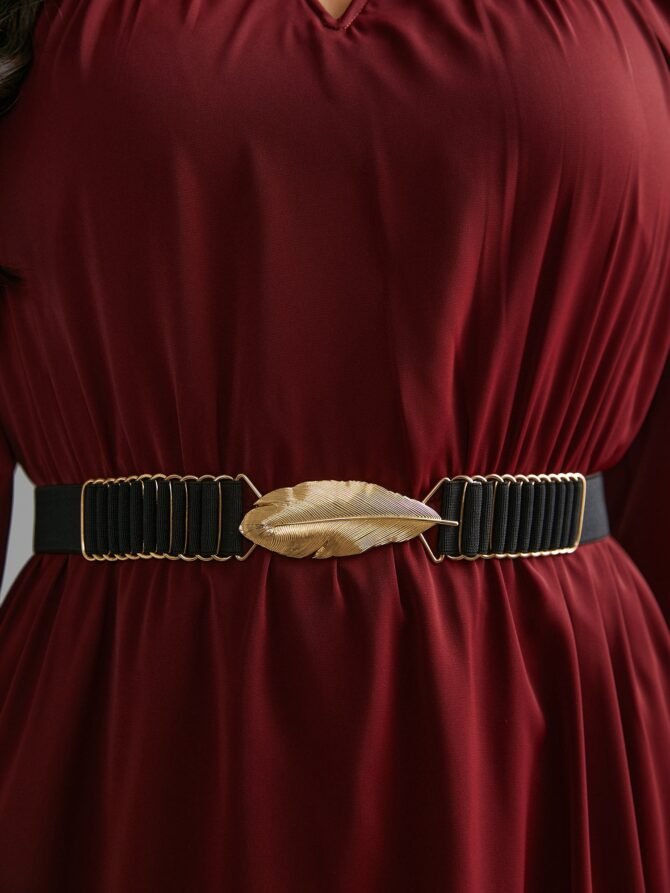 Feather Buckle Detail Waist Belt - Image 3