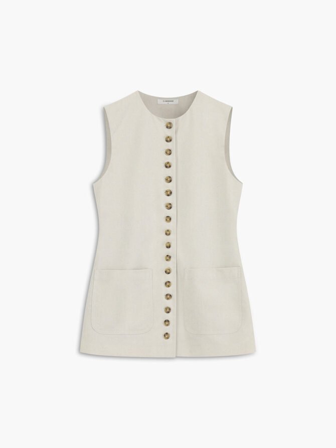 Cotton & Linen Button-Front Vest - Image 7