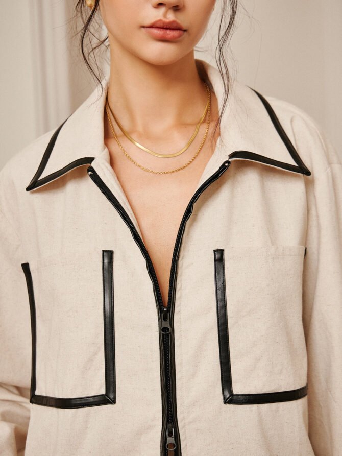 Cotton & Linen Double Zip Jacket - Image 4