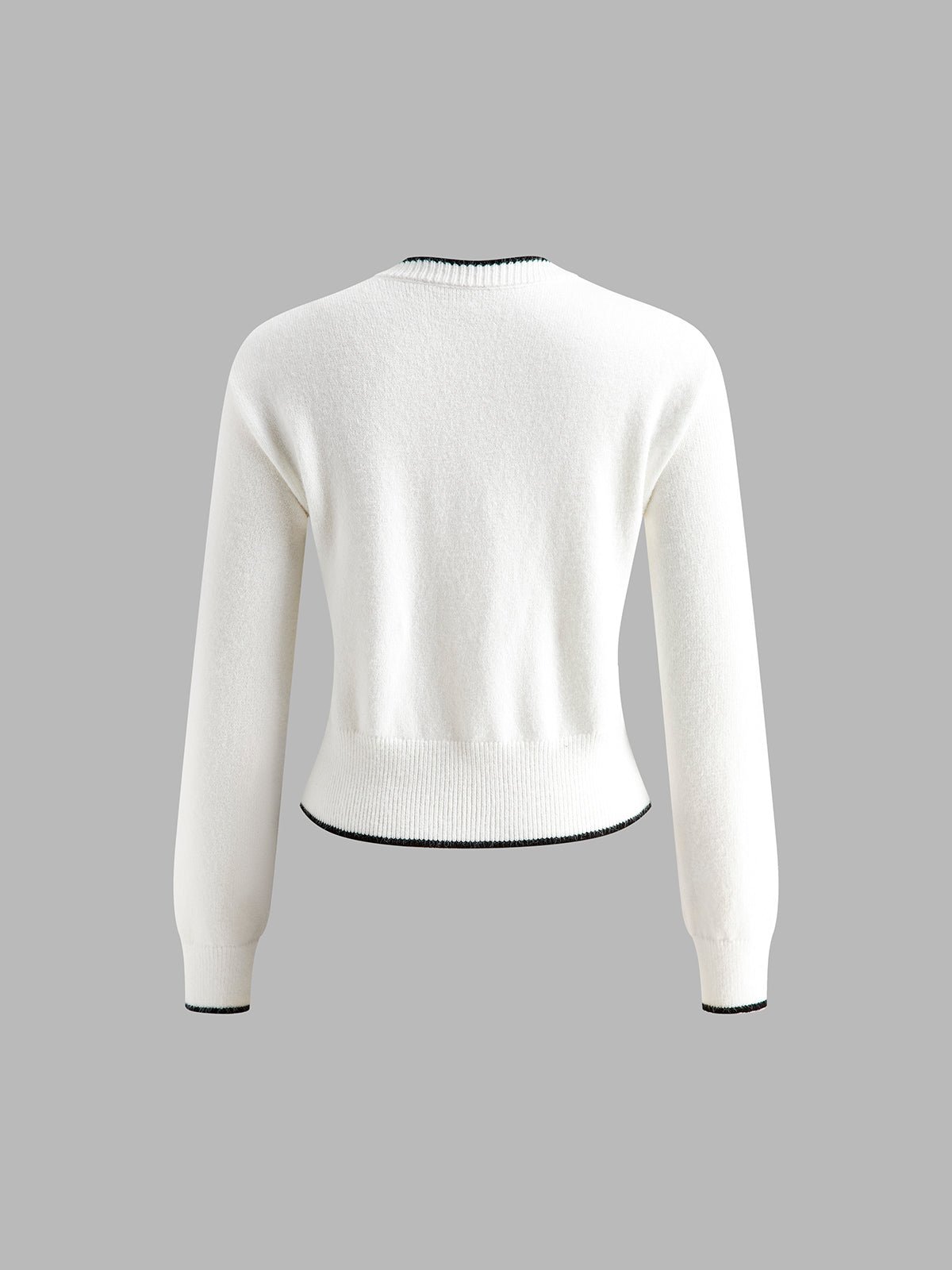 Contrast Trim Bow Decor Knit Outwear - Image 3