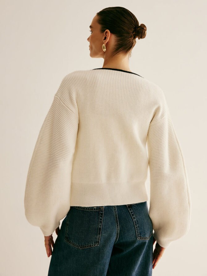 Contrast Trim Clasp Knit Outwear - Image 5