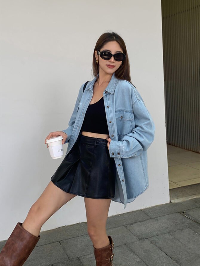 Lapel Pockets Denim Jacket - Image 7