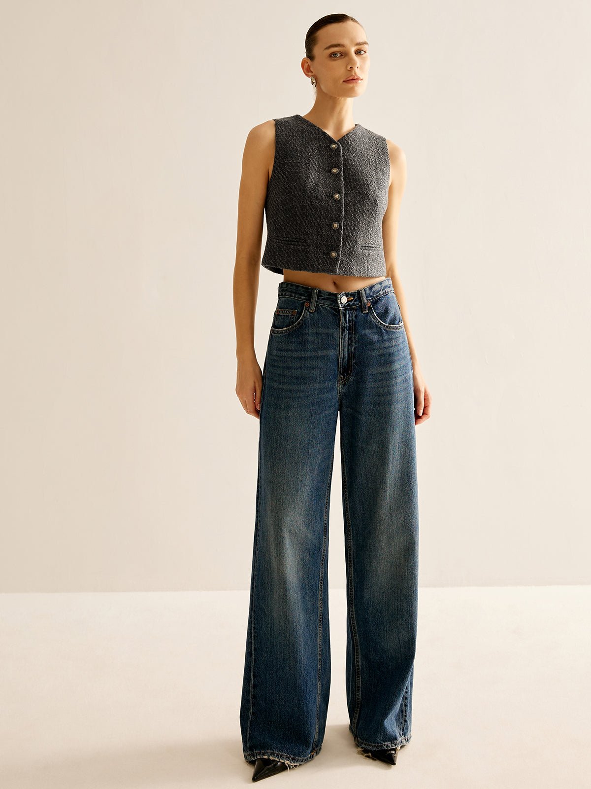 Vintage Tweed Breasted Vest - Image 2