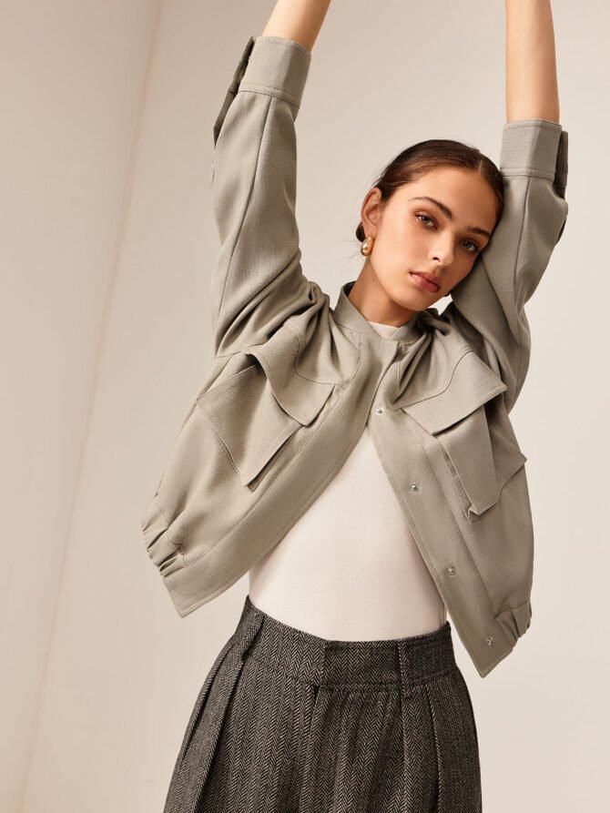 Plain Long Sleeve Cargo Jacket - Image 6