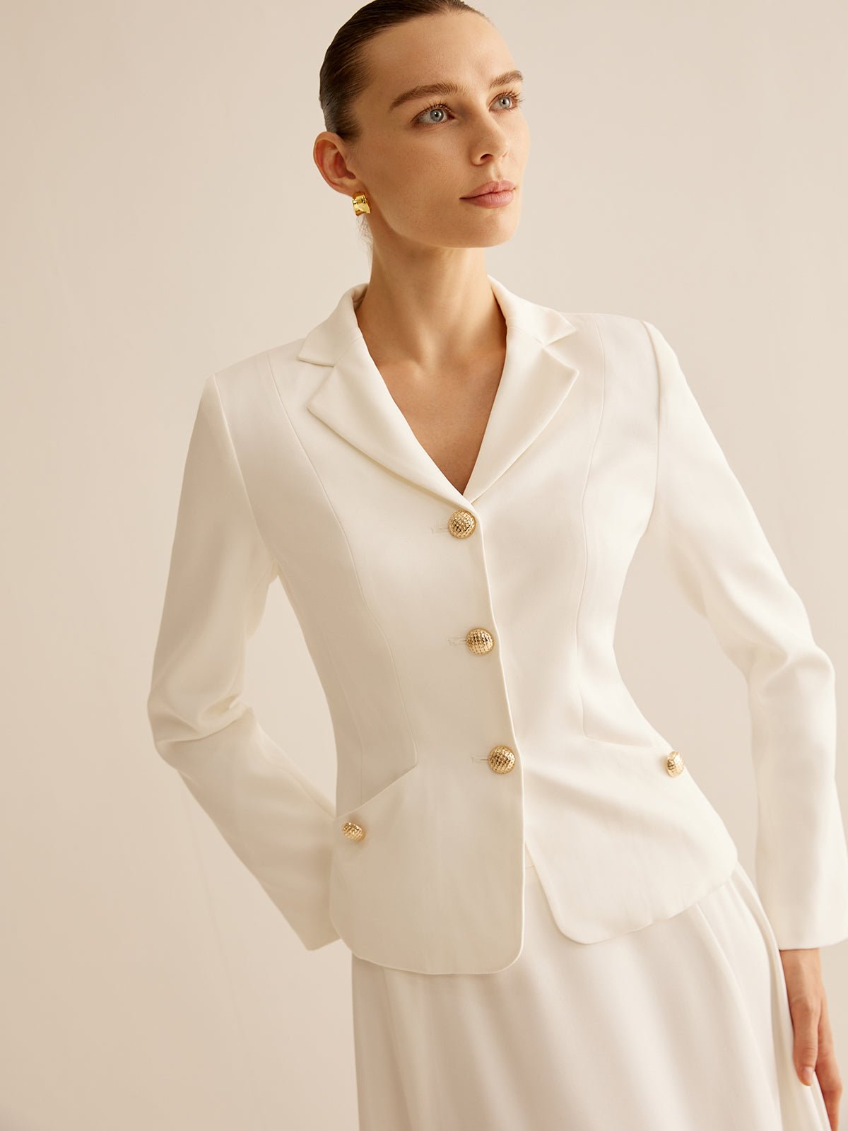 Elegant Metal-Button Blazer - Image 3