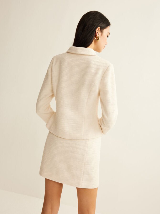 3/4 Length Sleeve Tweed Blazer - Image 6