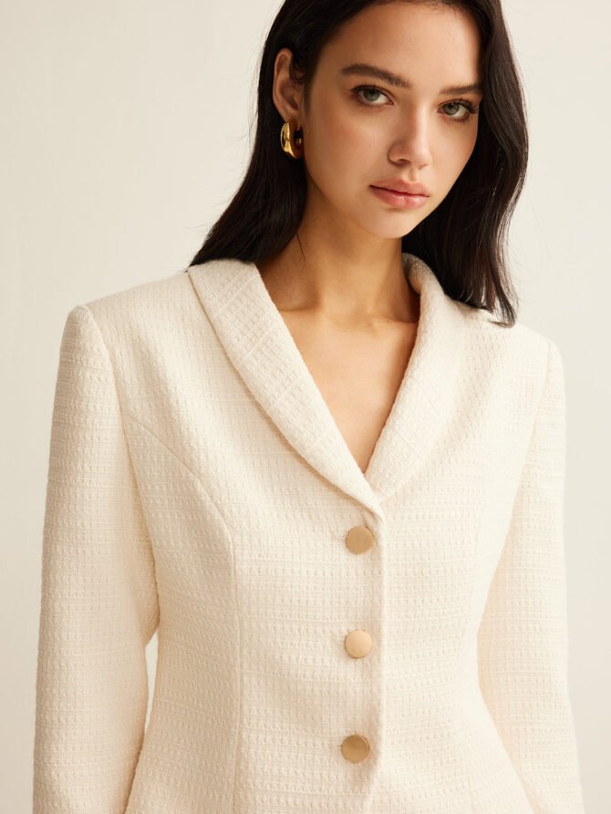 3/4 Length Sleeve Tweed Blazer - Image 2