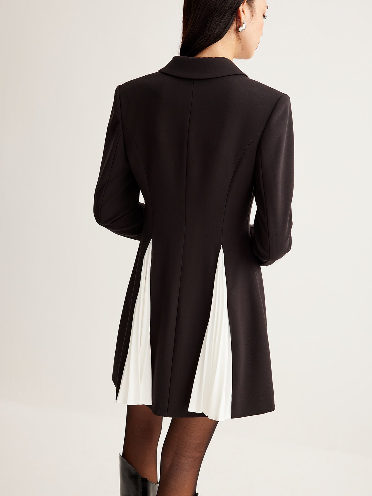 Metal-Button Pleated Blazer Dress - Image 7