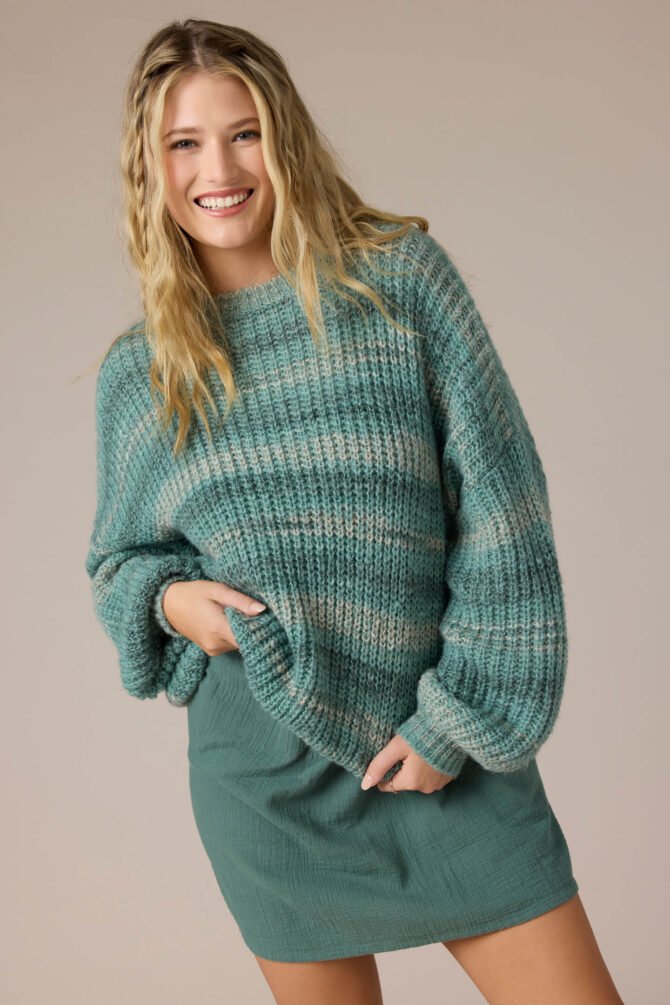 OMBRE STRIPE SLOUCHY SWEATER