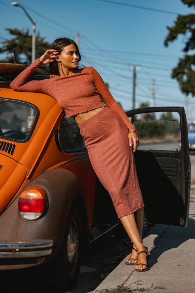 KNIT MIDI SKIRT