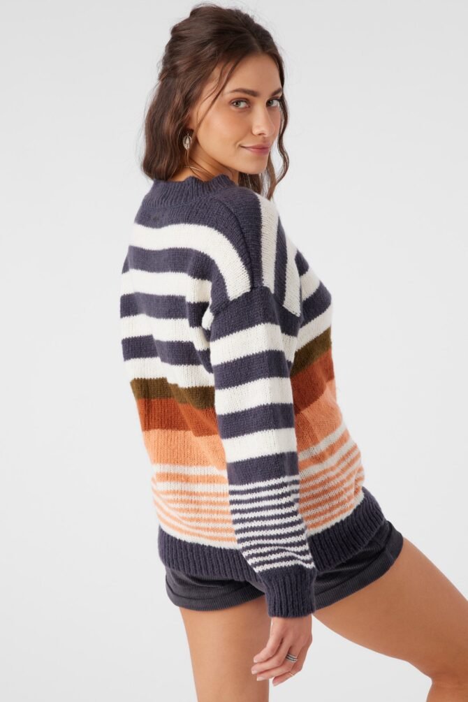 STRIPE MOCKNECK OVERSIZED SWEATER - Image 2